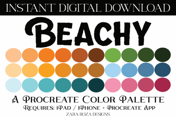 Beachy Procreate Color Palette: Elevating Digital Art with Versatile, Ombre-Ready Tones