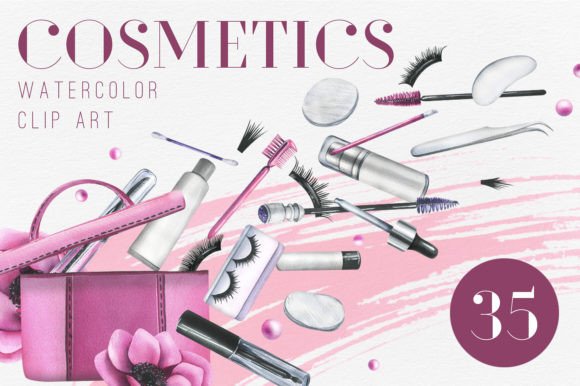 Eye Cosmetics Watercolor Clipart: Creative Design Resources for Beauty Brands