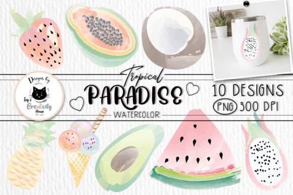 Watercolor Tropical Summer Clipart